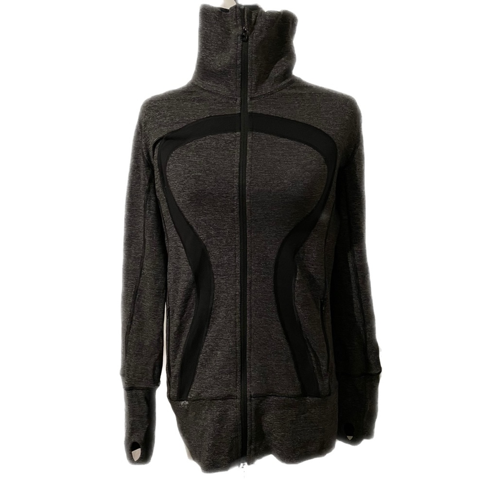 Lululemon Women’s Size 10 In Stride Jacket Wee Tripe Heathered Black